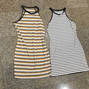 SHEIN Striped Mini Dresses in Yellow and Black